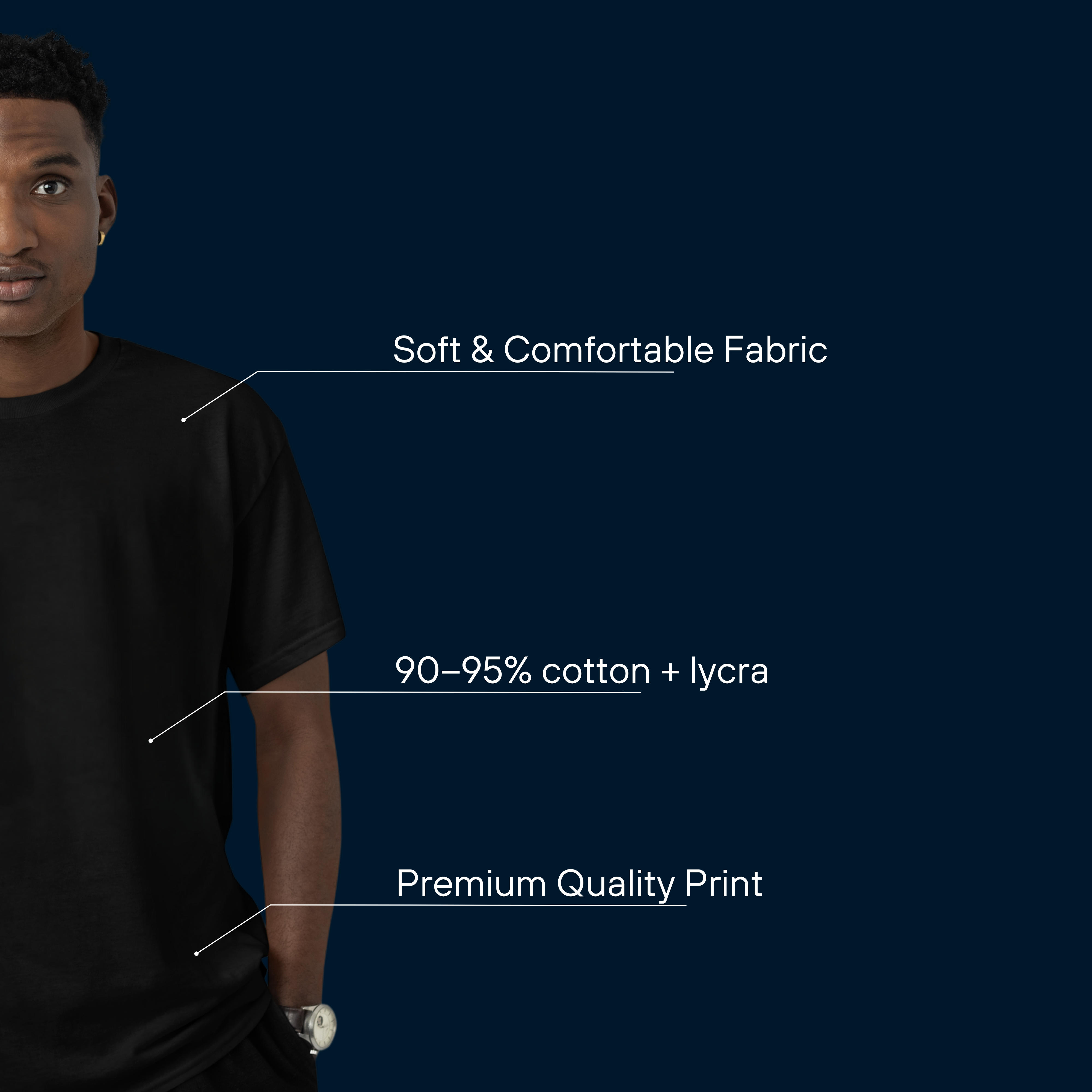 Black Solid Round Neck T-Shirt