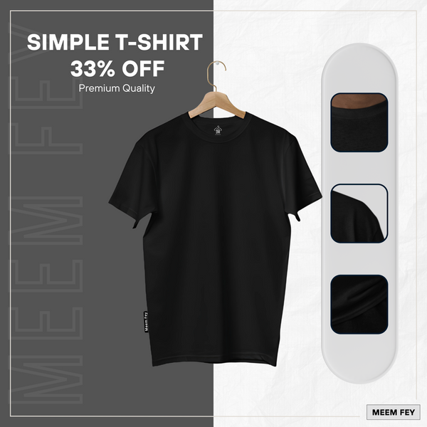 Black Solid Round Neck T-Shirt