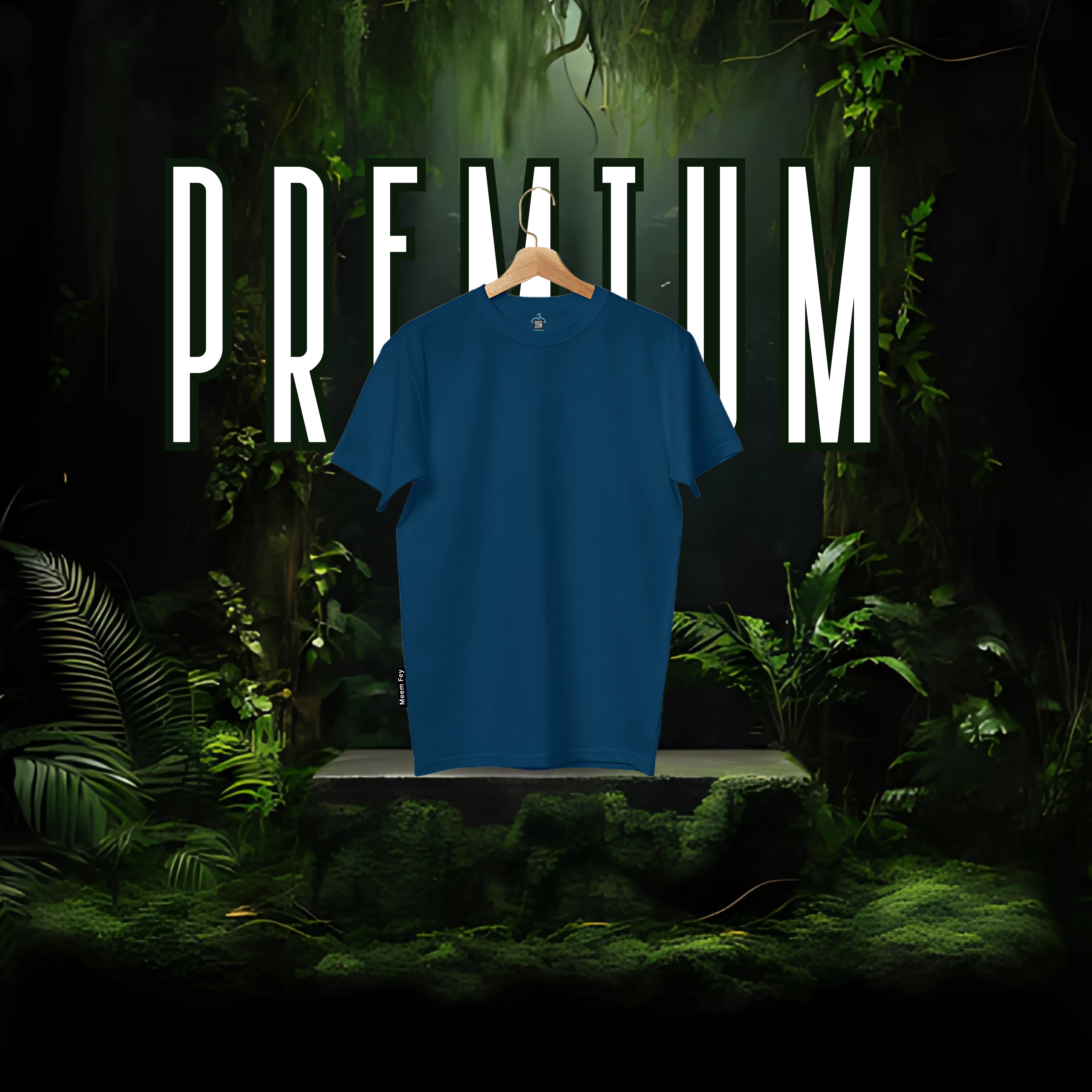 Petroleum Blue Solid Round Neck T-Shirt