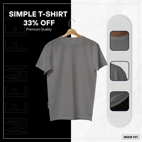 Steel Gray Round Neck T-Shirt