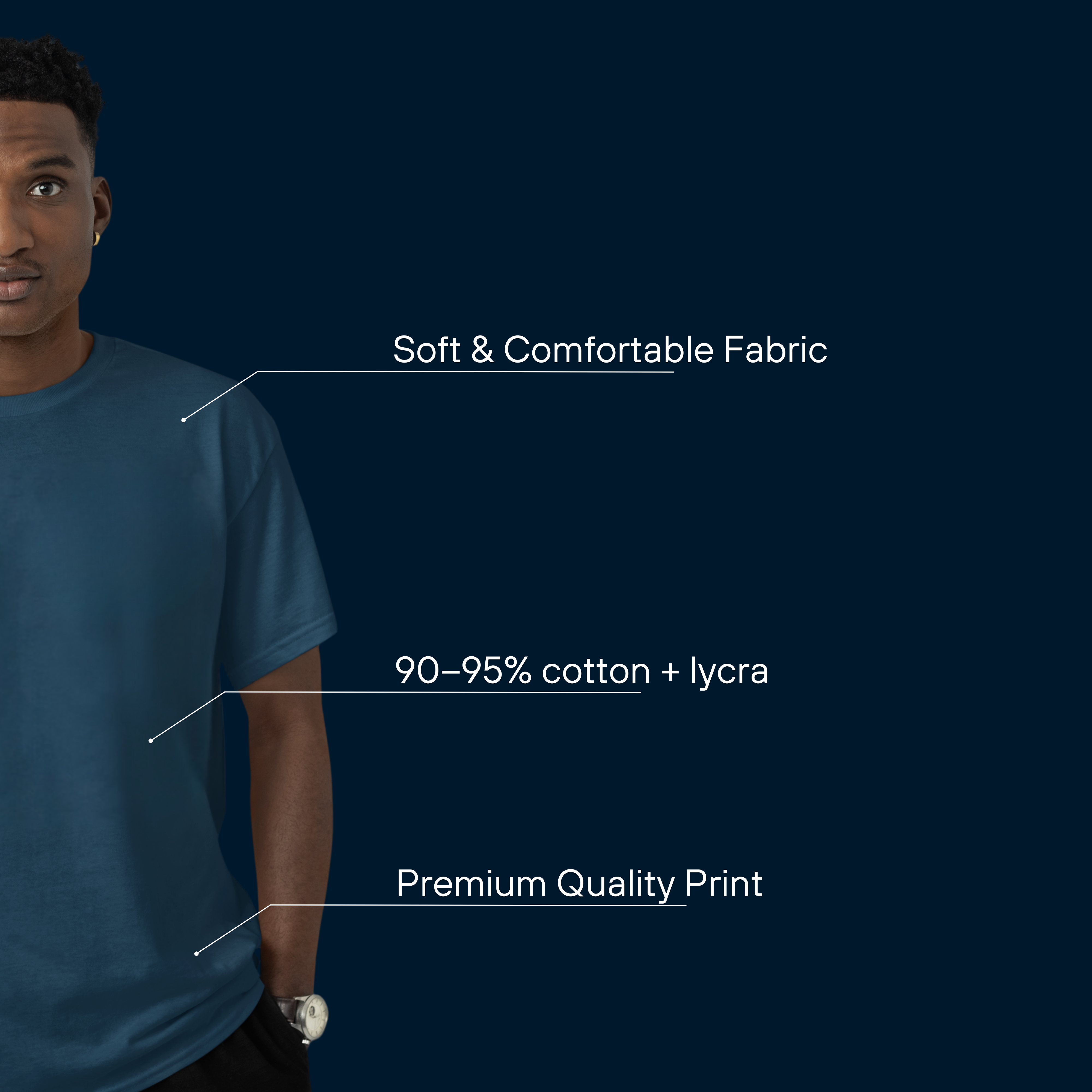 Petroleum Blue Solid Round Neck T-Shirt