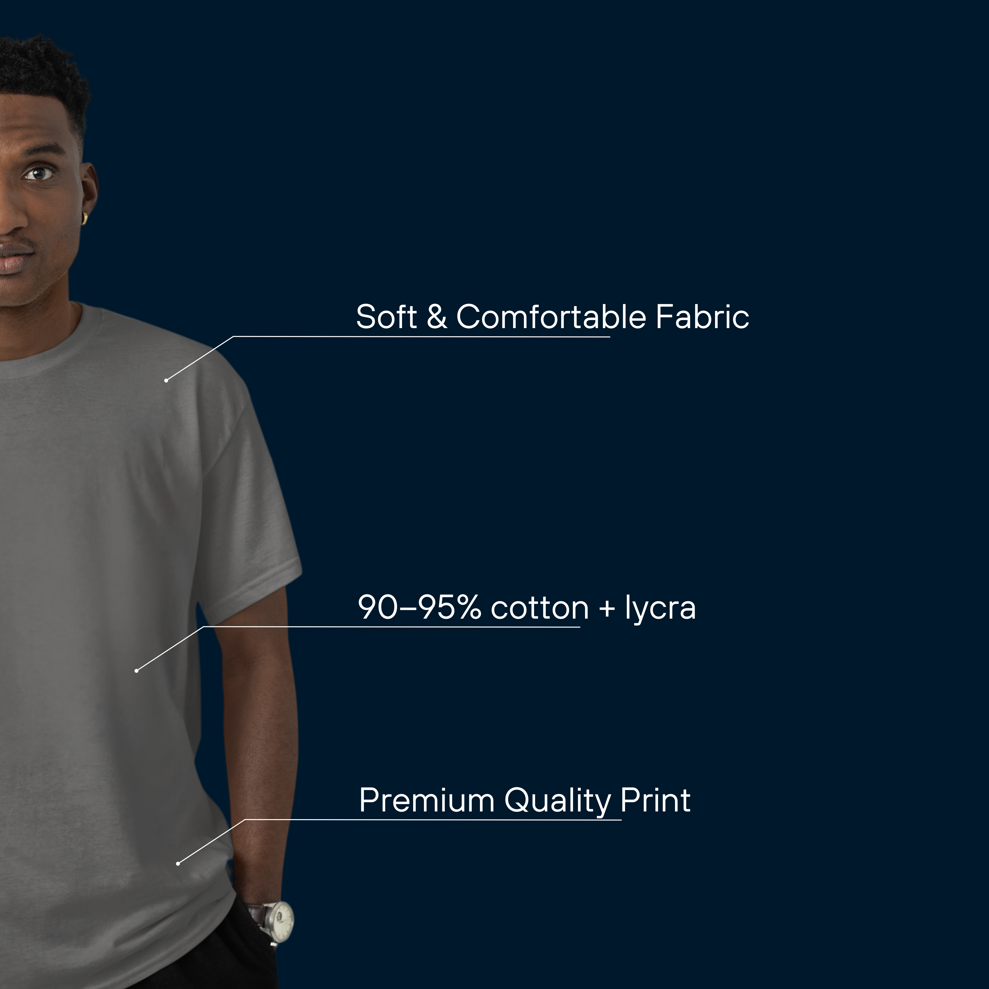 Steel Gray Round Neck T-Shirt