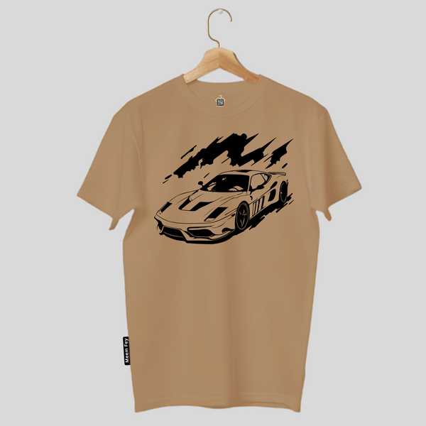 Car Print Round Neck T-Shirt