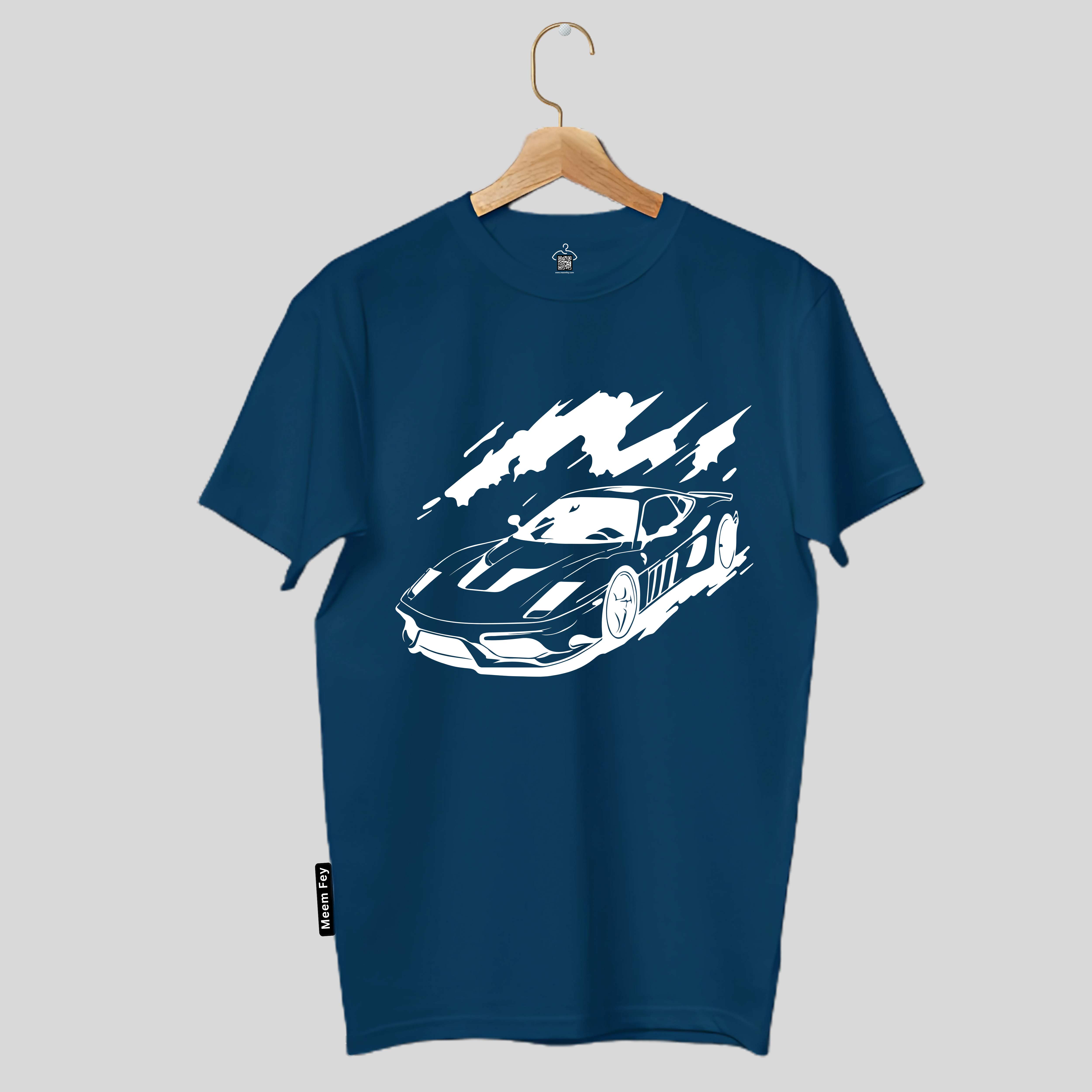 Car Print Round Neck T-Shirt