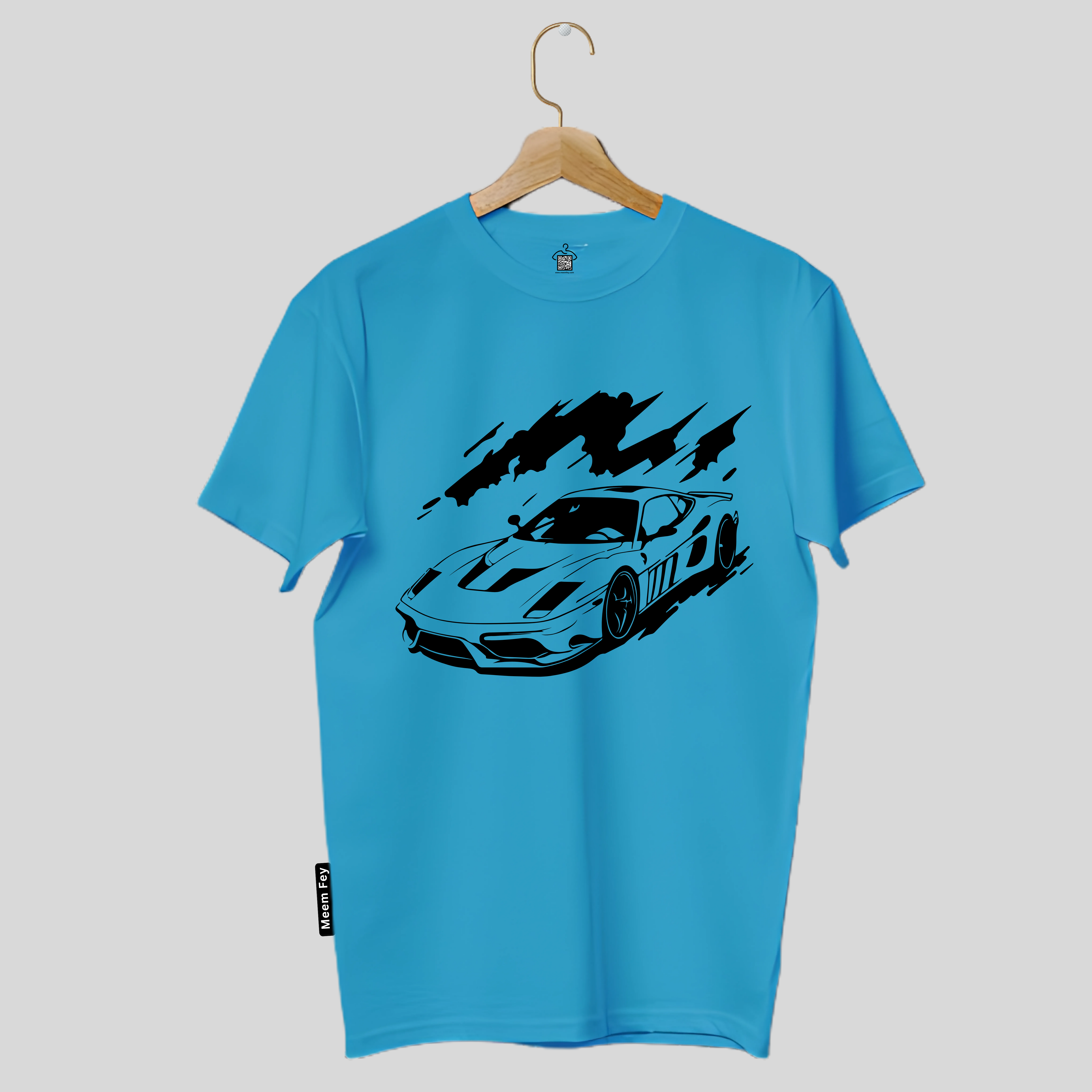Car Print Round Neck T-Shirt