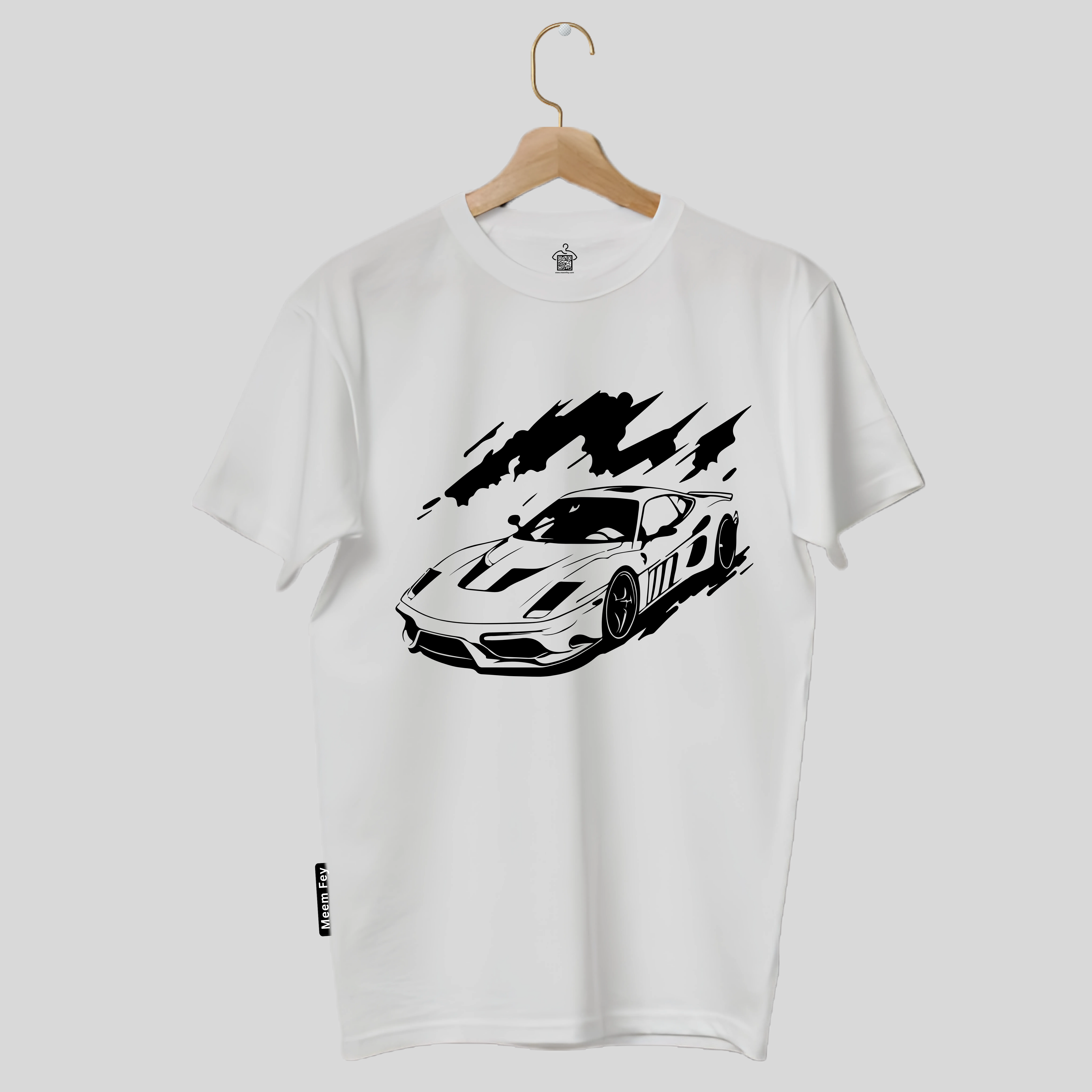 Car Print Round Neck T-Shirt