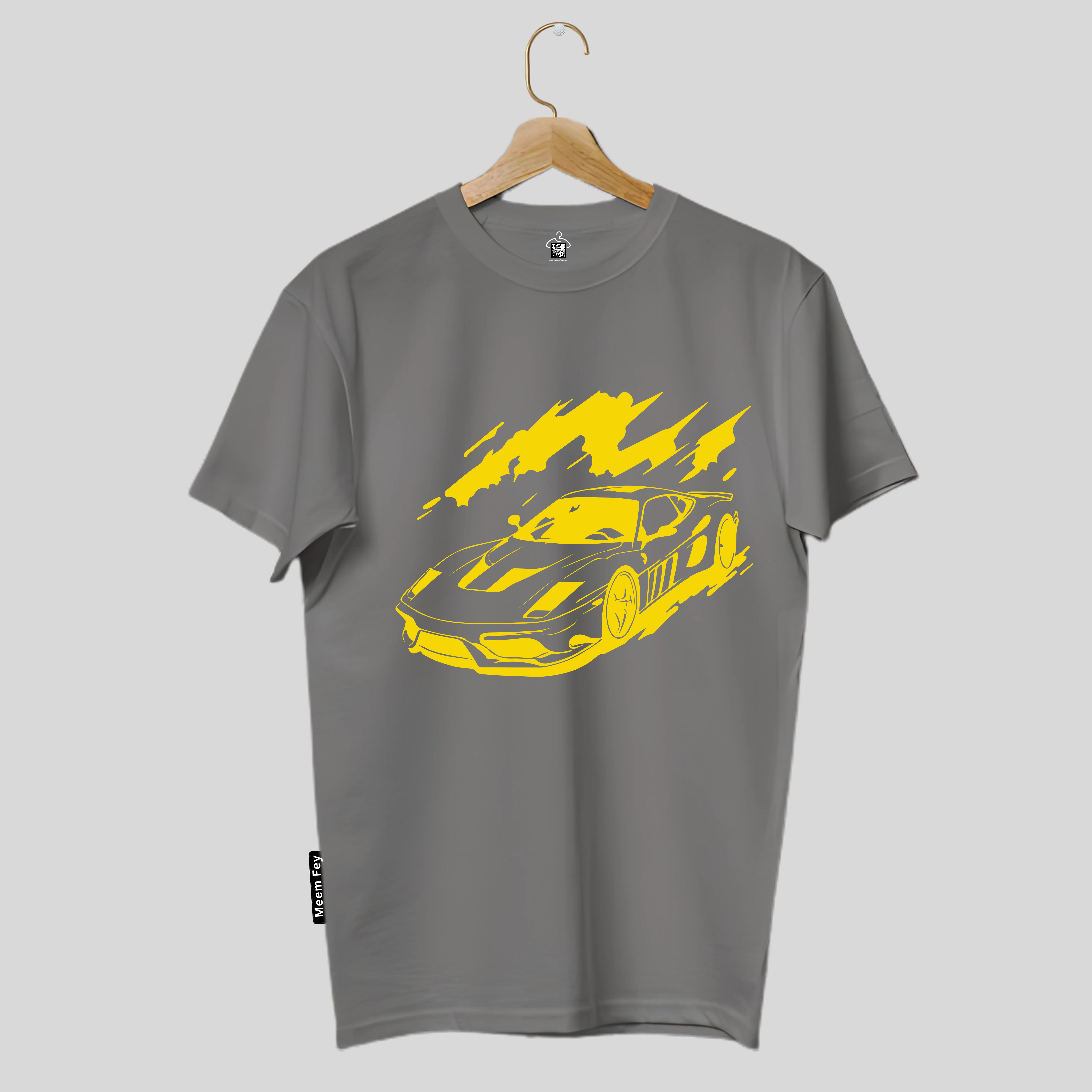 Car Print Round Neck T-Shirt