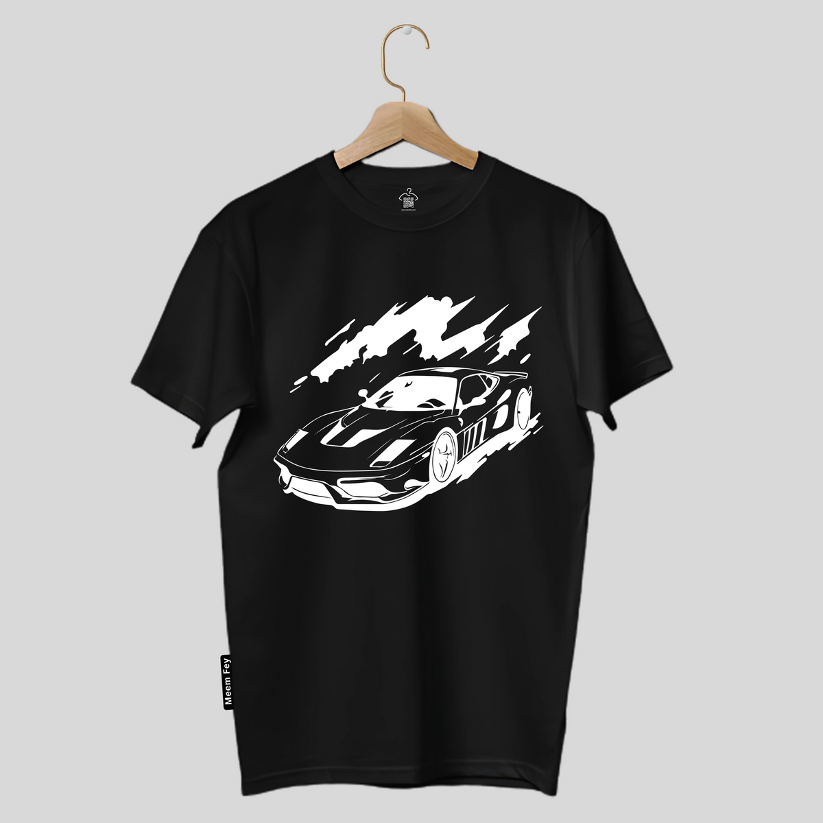 Car Print Round Neck T-Shirt
